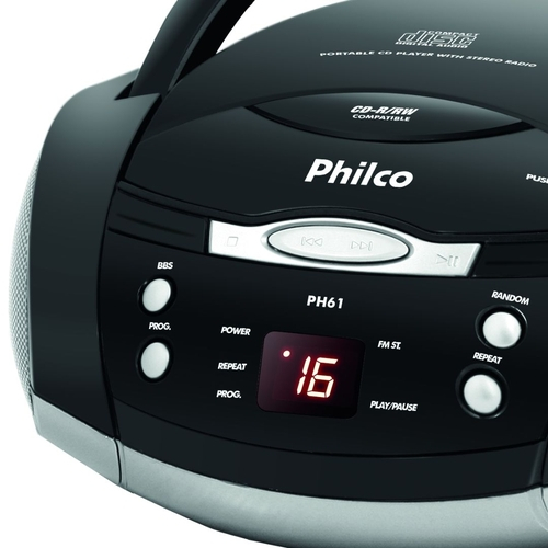 Som Portátil Philco Boombox Ph61 CD Player Rádio FM no Shoptime