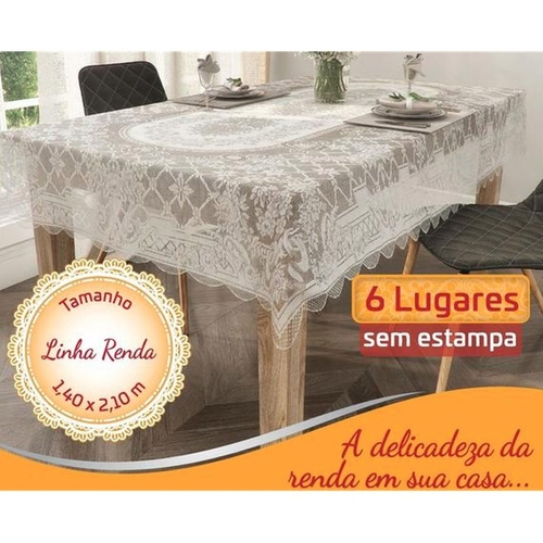 Toalha De Mesa Em Renda Retangular 6 Lugares 1 40 X 2 10cm No Shoptime