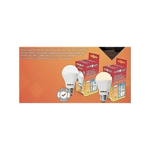 Kit 2 Lampada Bulbo Super Led Ourolux 9w 3000k Bivolt Amarela No Shoptime