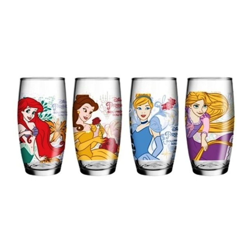 Kit Copos Vidro Nadir Ml Decorado Disney Princesas No Shoptime