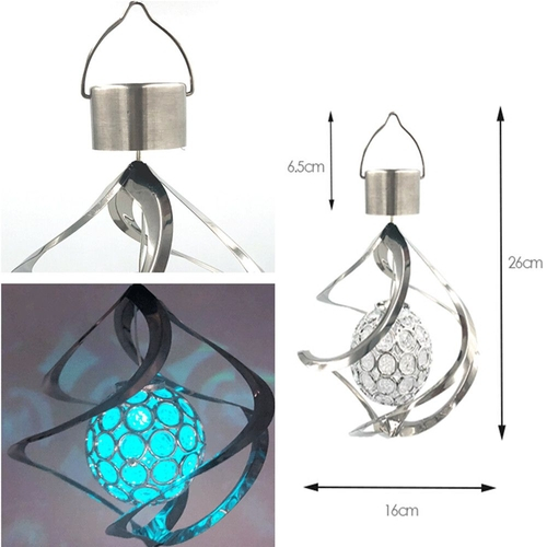 Led De A O Inoxid Vel Solar Bola Oca Wind Chime L Mpada Para O Jardim