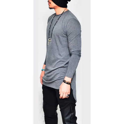 Camiseta Camisa Oversized Longline Maculina Ny Kings Top Cinza Claro P