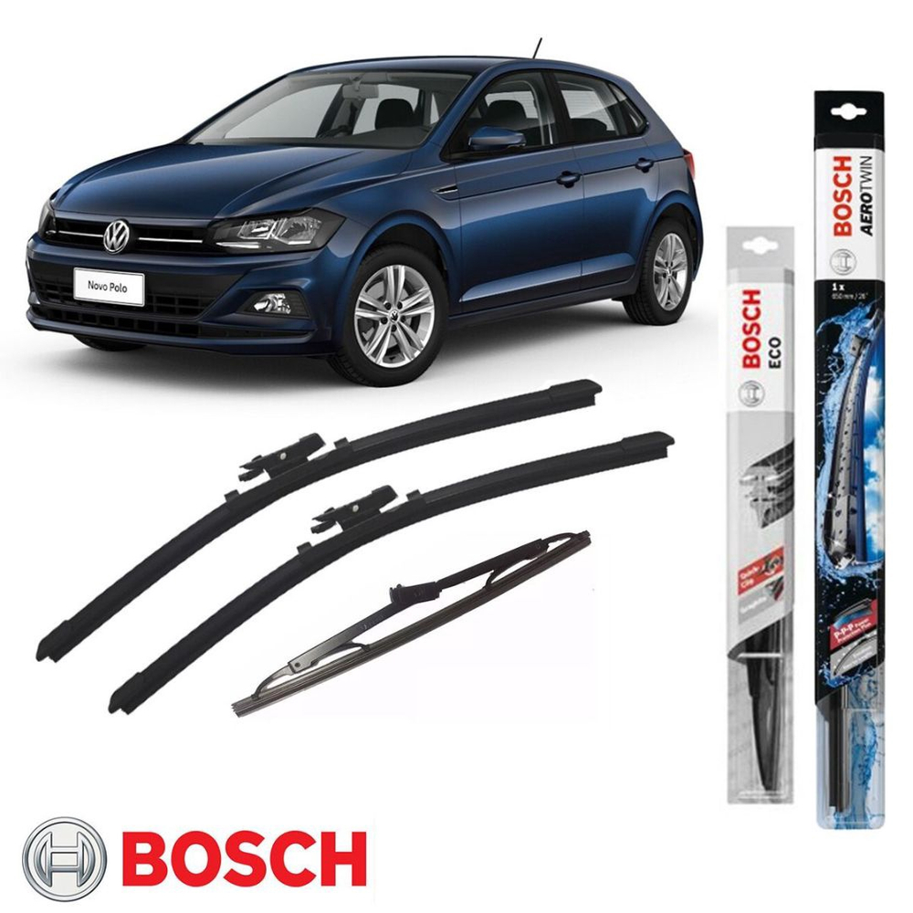 Kit Palheta Dianteira Traseira Bosch Volkswagen Polo 2017 à 2019