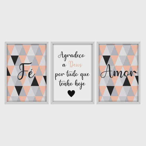 Kit Quadros Decorativos Moldura Para Sala Quarto Frases