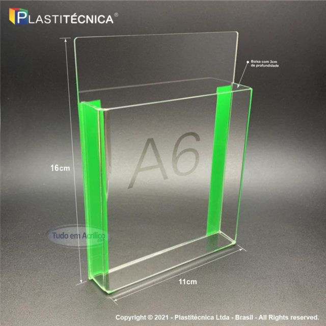 Porta Folheto De Parede Em Acr Lico Puro Bolso A X Cm