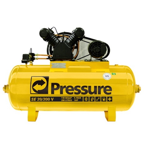 Compressor de Ar 20 pcm 5CV Trifásico 140 psi 200 Litros SE20200VT