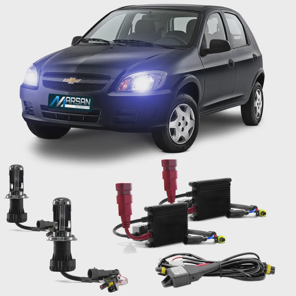 Kit Bi Xenon H4 3 8000K Para Farol Alto E Baixo Celta 2001 A 2015 No