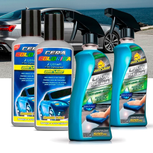 Kit 2 Lava A Seco 2 Cera Cinza Autoshine No Shoptime