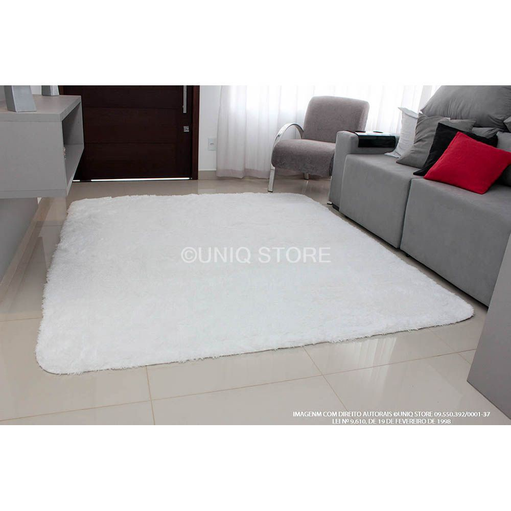 Tapete Para Sala Quarto Cozinha Peludo Felpudo Shaggy 1 40x1 00 Branco