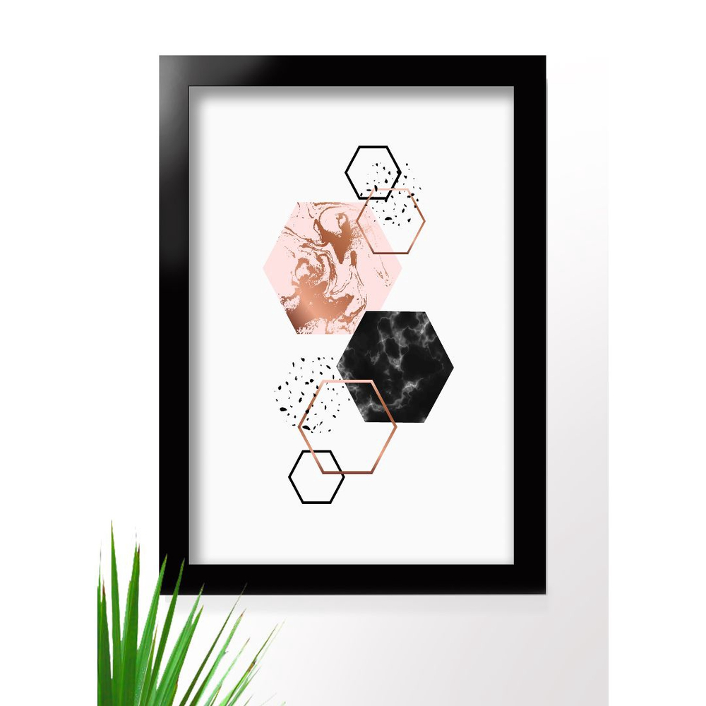 Quadro Decorativo C Moldura Abstrato Moderno Rose Gold No Shoptime