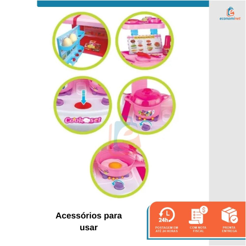 Kit Cozinha Faz De Conta Brinquedo Infantil Interativo Menina Geladeira