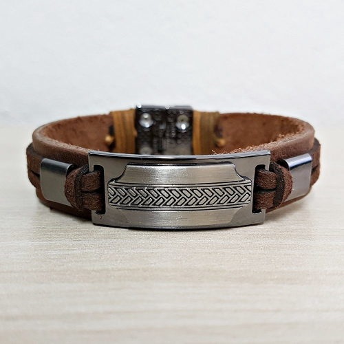 Pulseira Masculina Couro Fecho Magn Tico Tribal No Shoptime