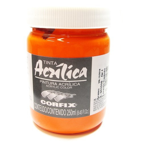 Tinta Acrílica Corfix 250ml 126 Laranja Cadmio G1 no Shoptime