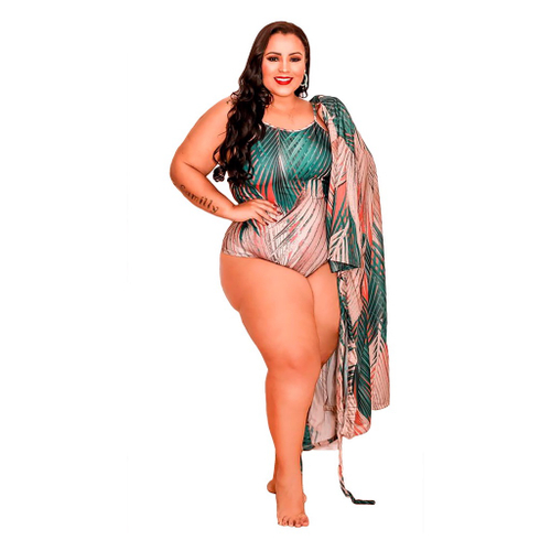 Maiô Body Feminino Plus Size Estampado Verão Bojo Alcinha no Shoptime