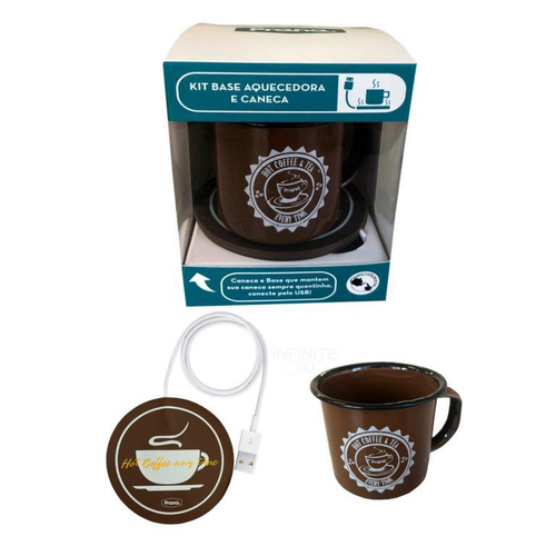 Kit Aquecedor De Caf Usb E Caneca Home Office Prana No Shoptime