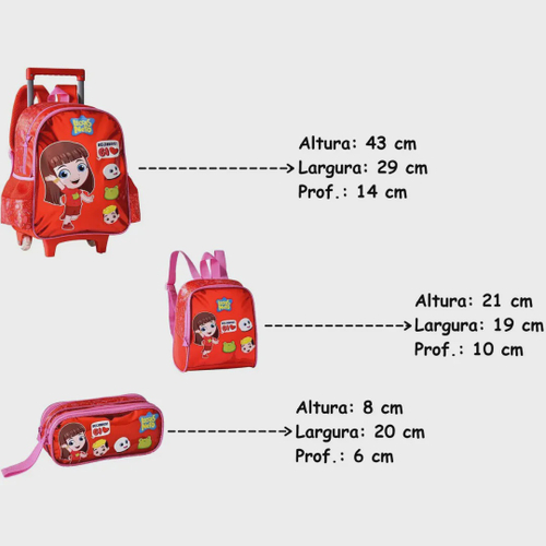 Kit Conjunto Mochila Escolar Infantil Gi Luccas Neto Menina Rodinha