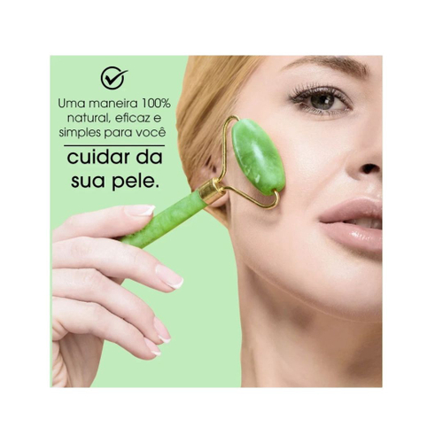 Rolo Massageador Facial Pedra Jade Anti Rugas Olheiras No Shoptime