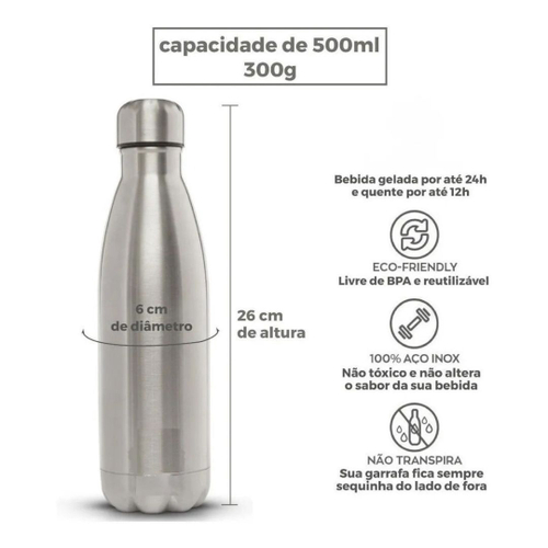 Garrafa Squeeze T Rmica Ml A O Inox Viagem Academia Conserva Gua