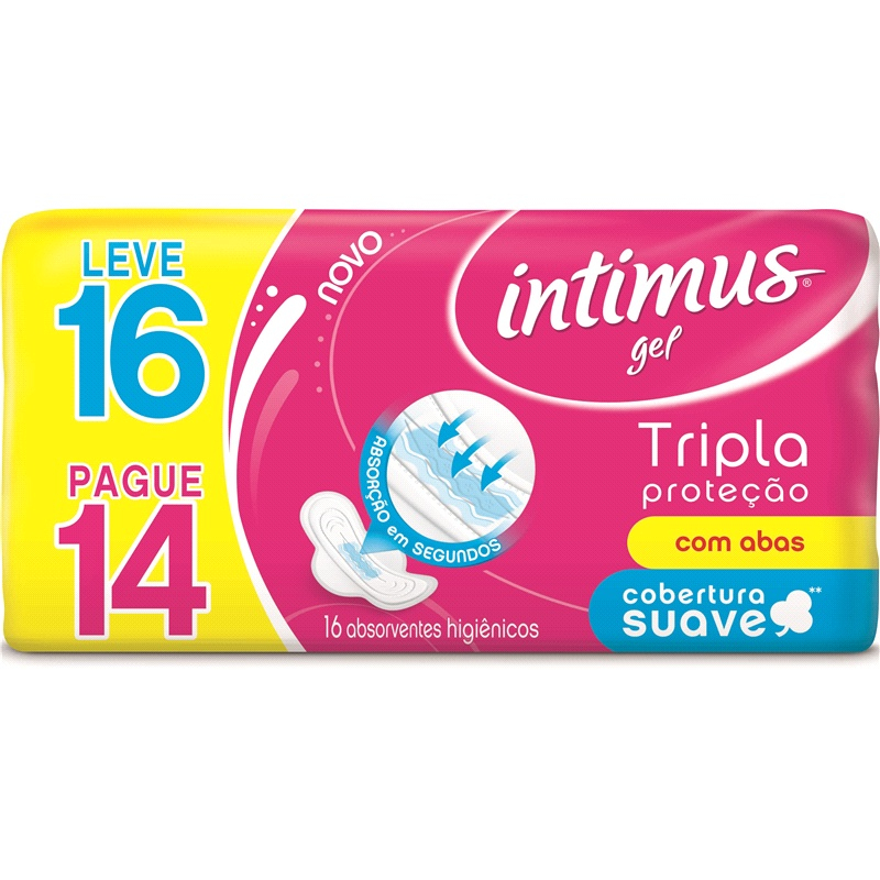 Absorvente Abas Intimus Gel Tripla Proteção Cobertura Suave Leve 16