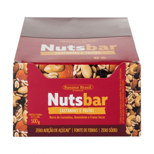 Nuts Bar Castanhas E Frutas 25g X 20 Banana Brasil No Shoptime