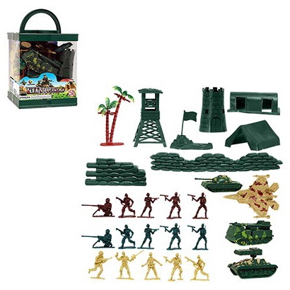 Brinquedo Kit Mini Soldadinhos Tanque Guerra Acess Rios E Maleta