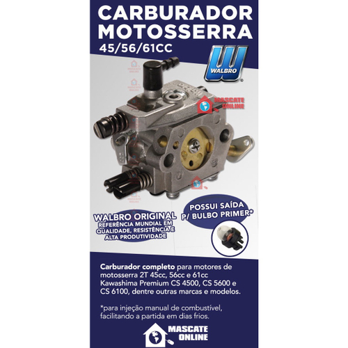 Carburador Walbro Original Para Motosserra 45 56 E 61Cc Kawashima