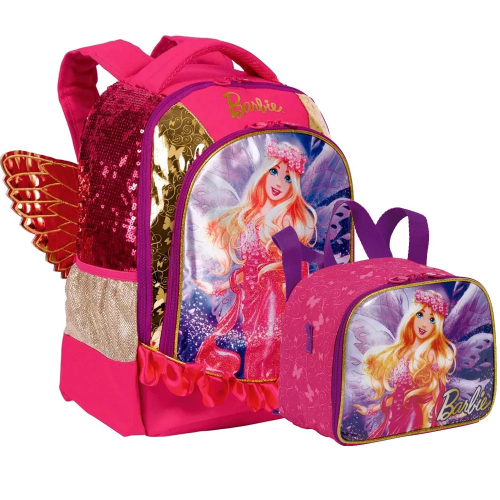 Kit Mochila Barbie De Costas Dreamtopia Lancheira Estojo Duplo