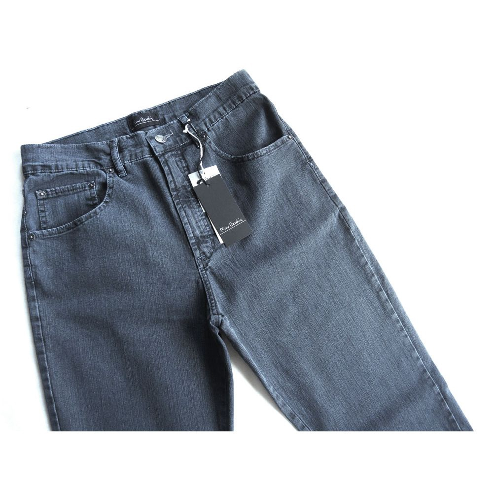 Calça Jeans Masculina Pierre Cardin Tradicional Stretch Cinza no