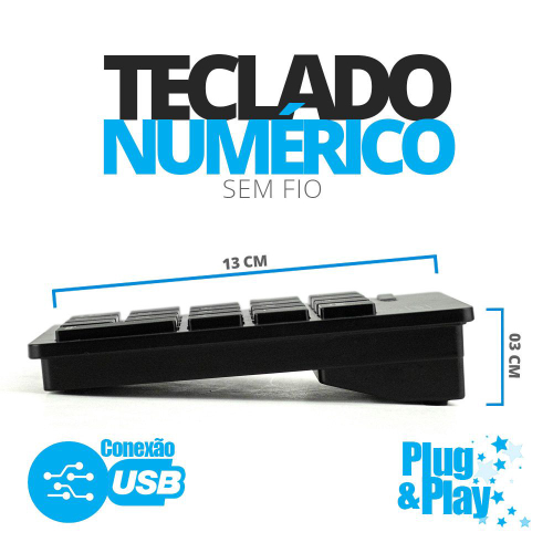 Teclado Numérico Sem Fio USB Wireless 20 Teclas Knup KP 2038 no Shoptime