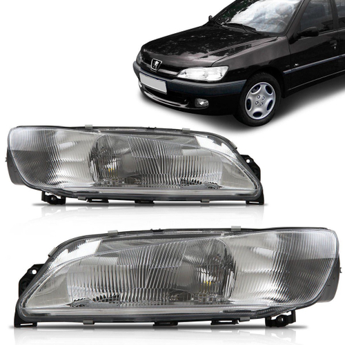 Par Farol Peugeot 307 97 98 99 2000 Foco Simples Cromado No Shoptime