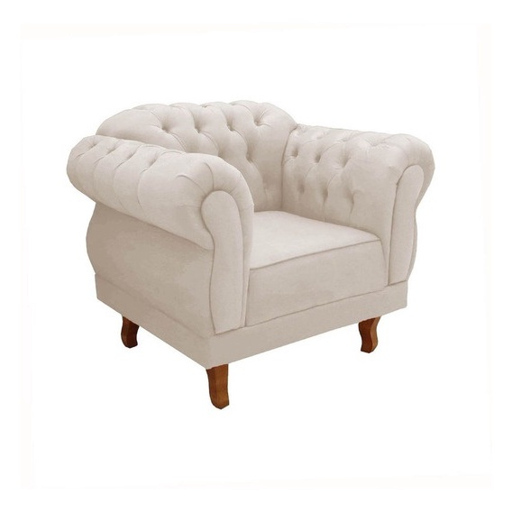 Poltrona Decorativa Chesterfield Capitonê Elisabeth Suede Nude no Shoptime