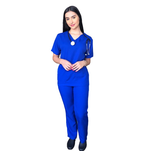 Conjunto Pijama Cir Rgico Azul Royal Oxford Unissex Pp No Shoptime