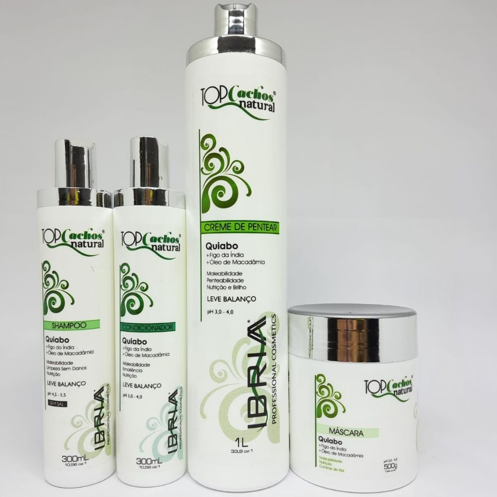 Kit Cachos Quiabo Shampoo Condicionador M Scara G Ativador