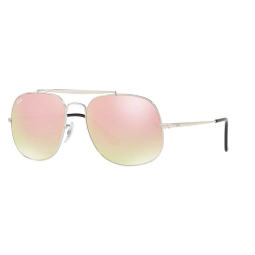 Oculos sol ray ban general RB3561 003 7O 57MM prata lente rosa degradê