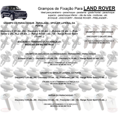 62 Grampos Fixa Parabarro Parachoque Land Rover Evoque Range No Shoptime