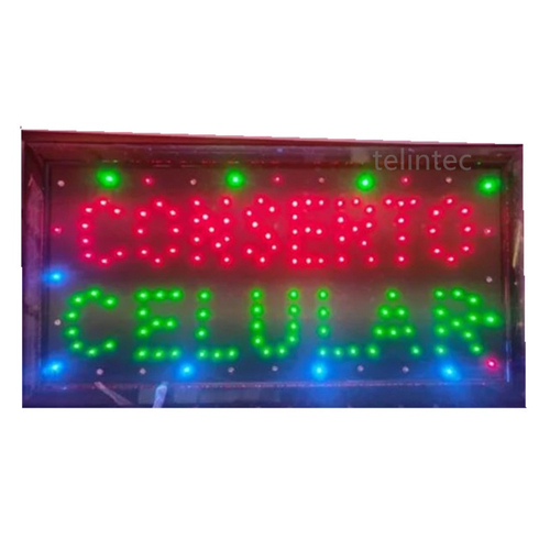 Painel De Led Conserto Celular Letreiro Luminoso Placa Escrito Led