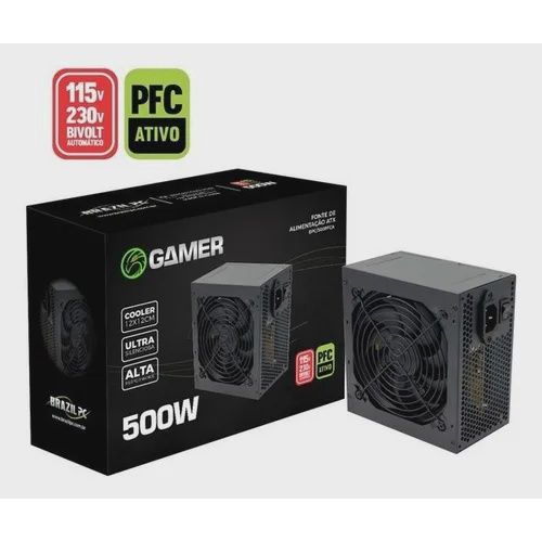 Fonte de Alimentação Atx pc Gamer 500w Reais pfc Ativo Bivolt