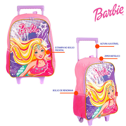 Kit Mochila Escolar Infantil Barbie Sereia Rodinhas No Shoptime