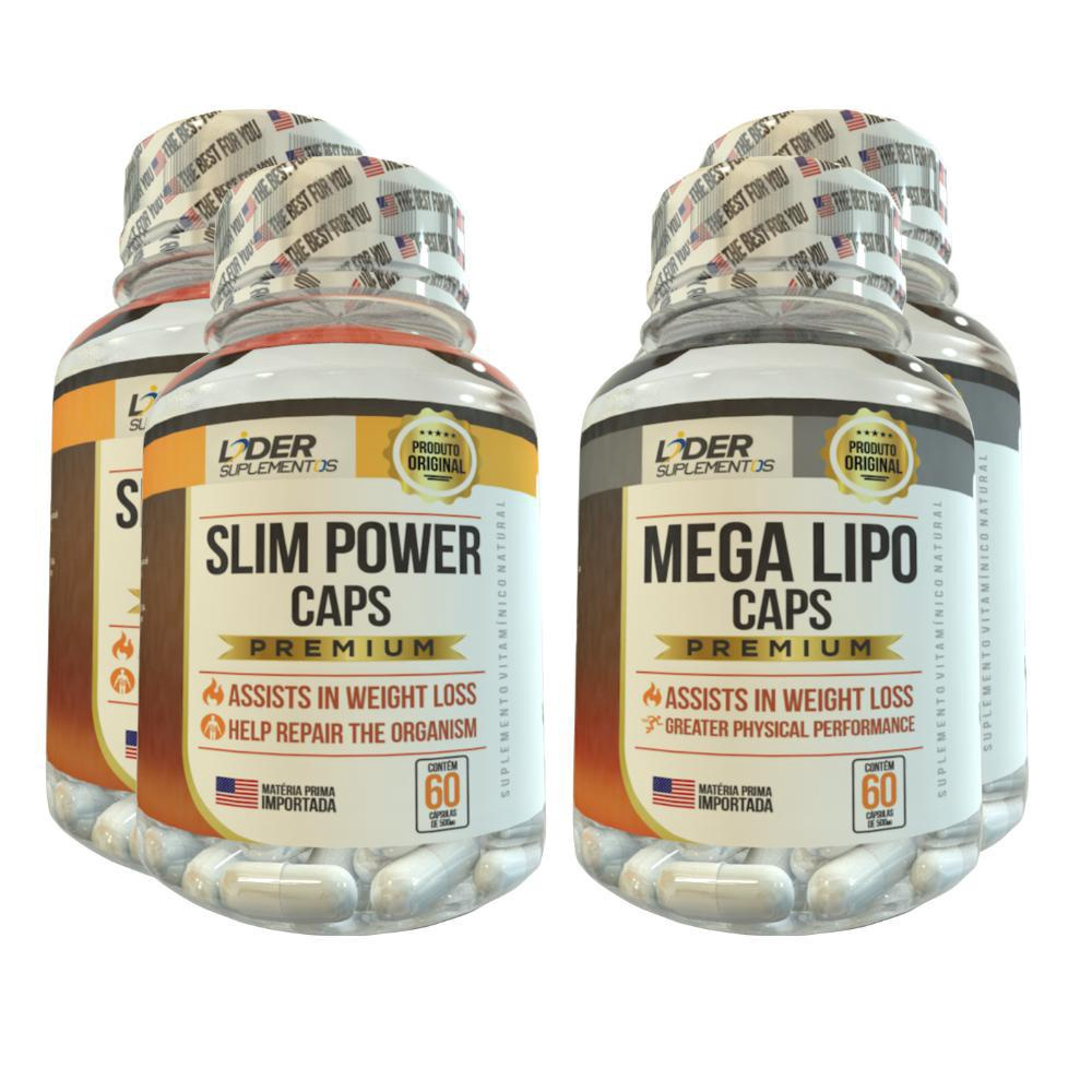 Slim Power 60 Caps Mega Lipo 60 Caps 500Mg 4 Potes No Shoptime