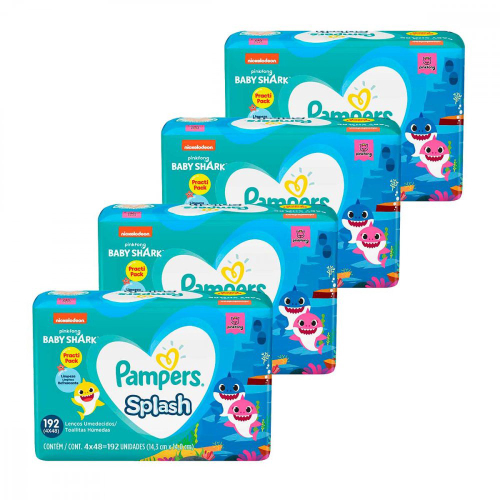 Kit Len O Umedecido Splashers Baby Shark Unidades Pampers No Shoptime