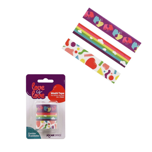 Fita Adesiva Decorada Washi Tape Love Is Love Abstrato Leo Arte No Shoptime