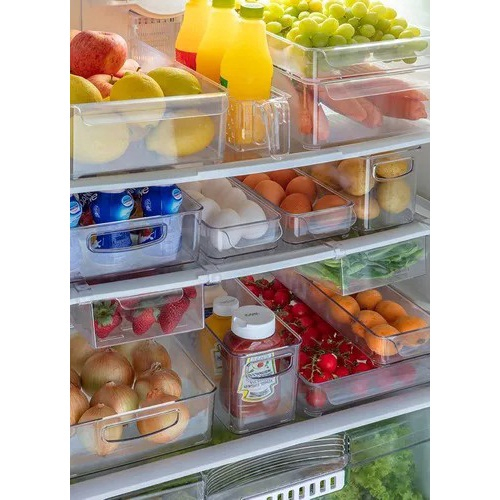 Kit 2 Organizador Gaveta Geladeira Frutas Carnes Transparente Acrílico