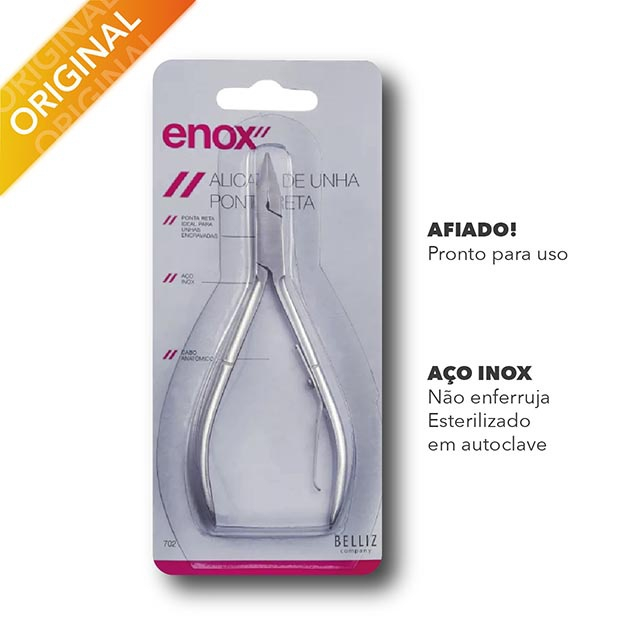 Alicate De Unha Ponta Reta Aço Inox Profissional Enox no Shoptime