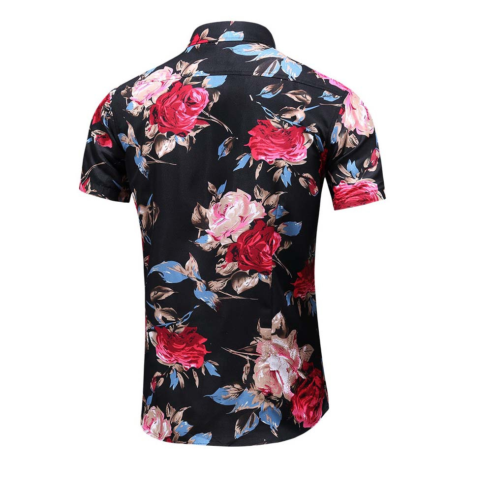 Camisa Floral Masculina Manga Curta Barata Praia Social Slim No Shoptime