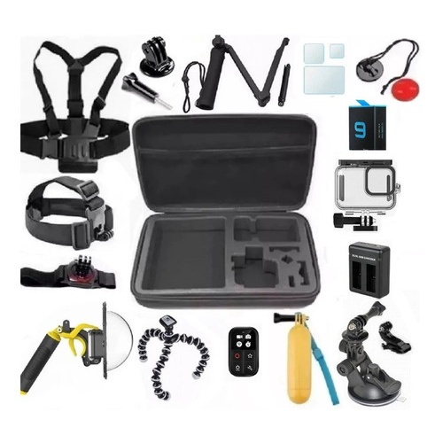 Kit P Gopro Hero 9 10 Black Caixa Estanque Tripé Película Dome Controle