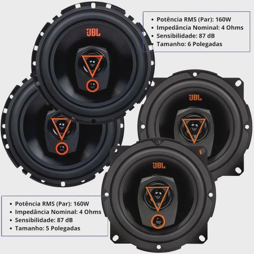 Jbl Kit 4 Alto Falantes 6 E 5 Polegadas Toyota Etios 320w Rms Total 4