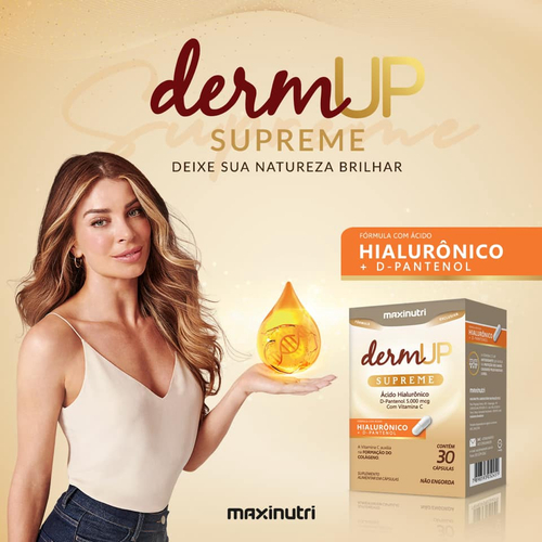 Dermup Supreme Ácido Hialurônico D Pantenol 30 Cápsulas Maxinutri no