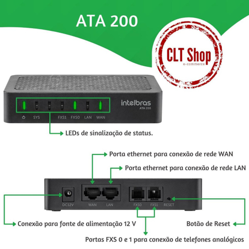 Adaptador Ip Para Telefone Anal Gico Ata Revenda Oficial No Shoptime