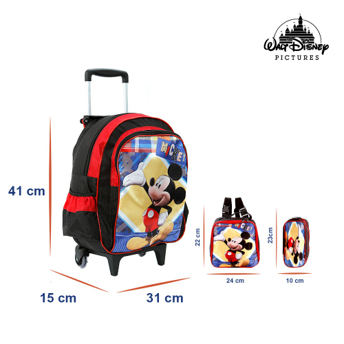 Mochila Escolar Mickey Mouse Disney Rodinha Lancheira Estojo No Shoptime