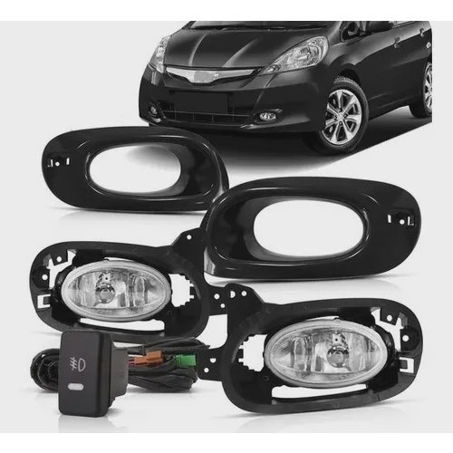 Kit Farol Neblina Milha New Fit Moldura Preta No Shoptime